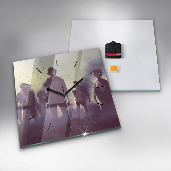Square wall clock Zombies at night - halloween