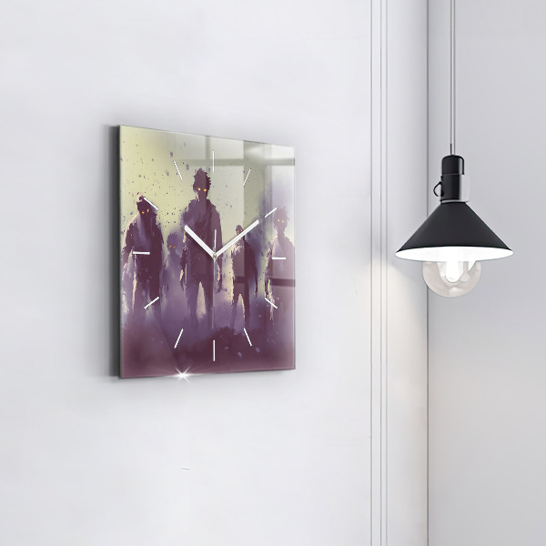 Square wall clock Zombies at night - halloween