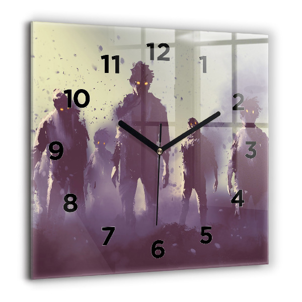 Square wall clock Zombies at night - halloween