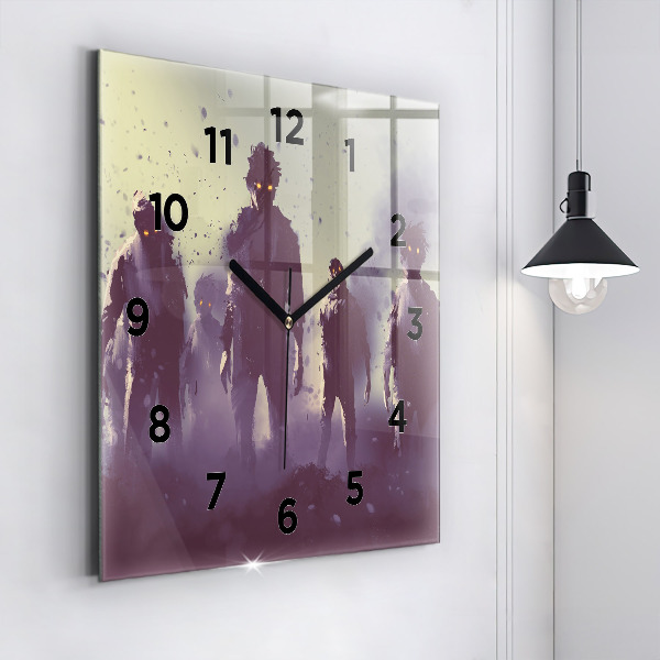Square wall clock Zombies at night - halloween