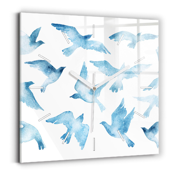 Square wall clock Flying blue birds