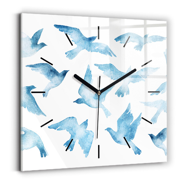Square wall clock Flying blue birds