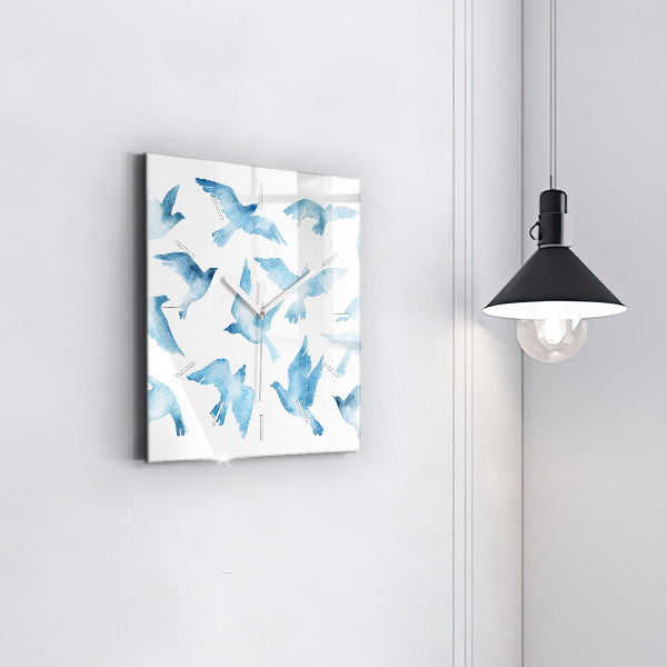 Square wall clock Flying blue birds