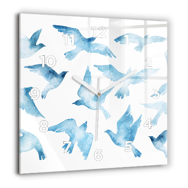 Square wall clock Flying blue birds