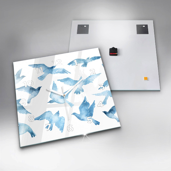 Square wall clock Flying blue birds