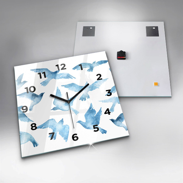 Square wall clock Flying blue birds