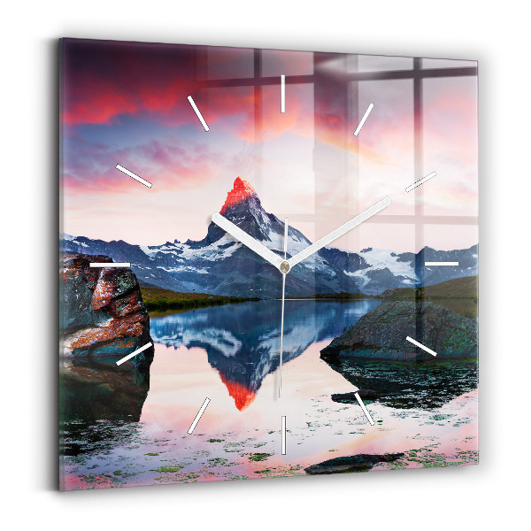 Square wall clock Stellisee Matterhorn lake