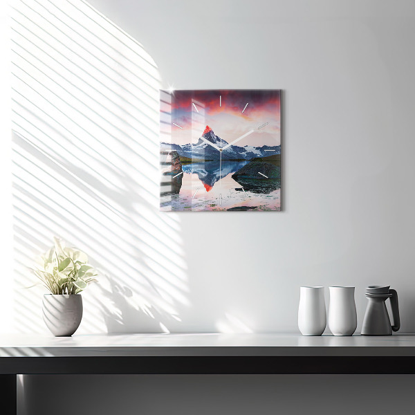 Square wall clock Stellisee Matterhorn lake