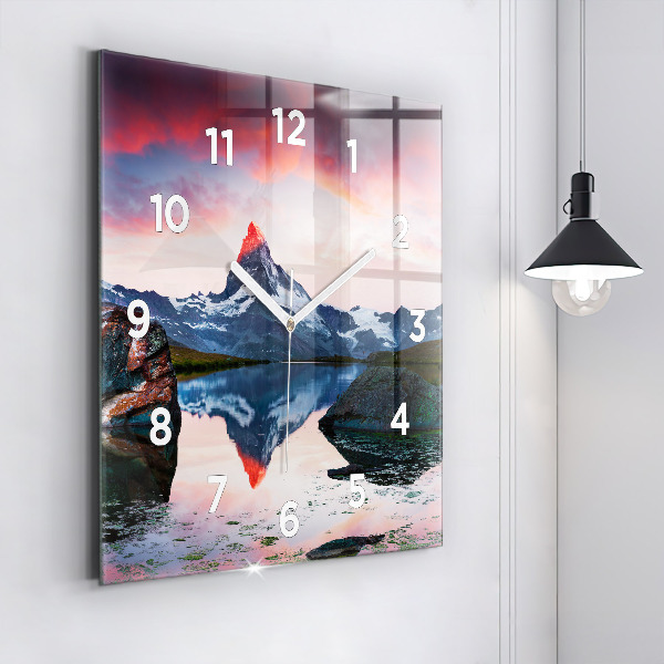 Square wall clock Stellisee Matterhorn lake