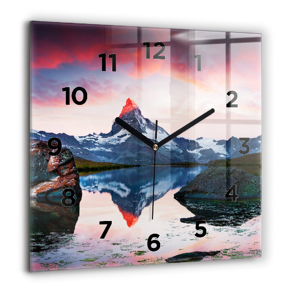 Square wall clock Stellisee Matterhorn lake