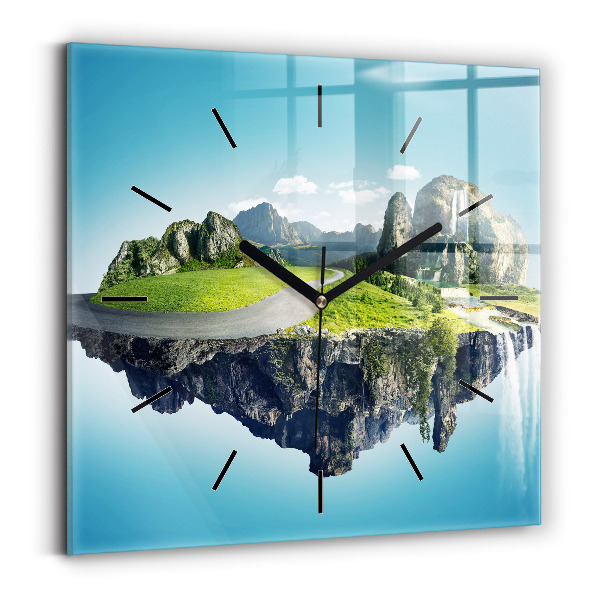 Square wall clock Flying Island