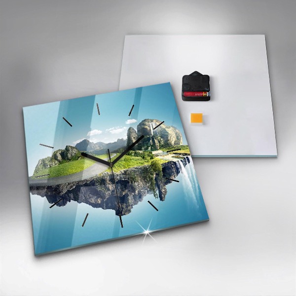Square wall clock Flying Island