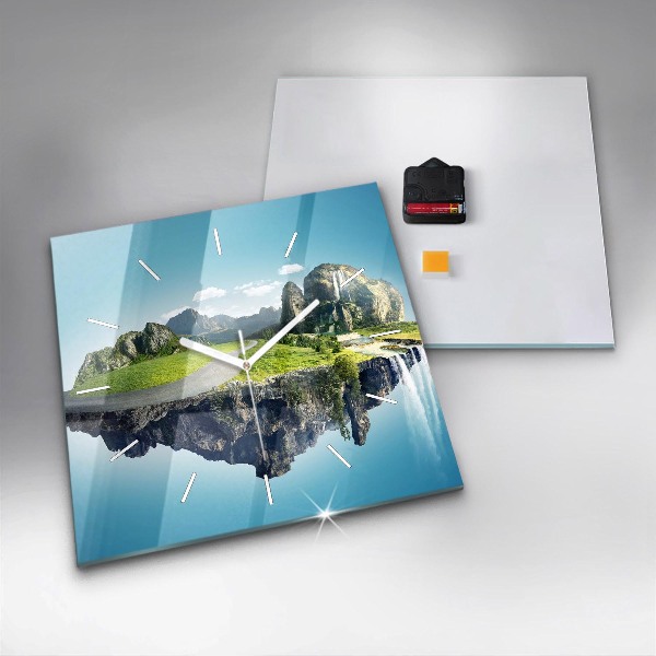 Square wall clock Flying Island