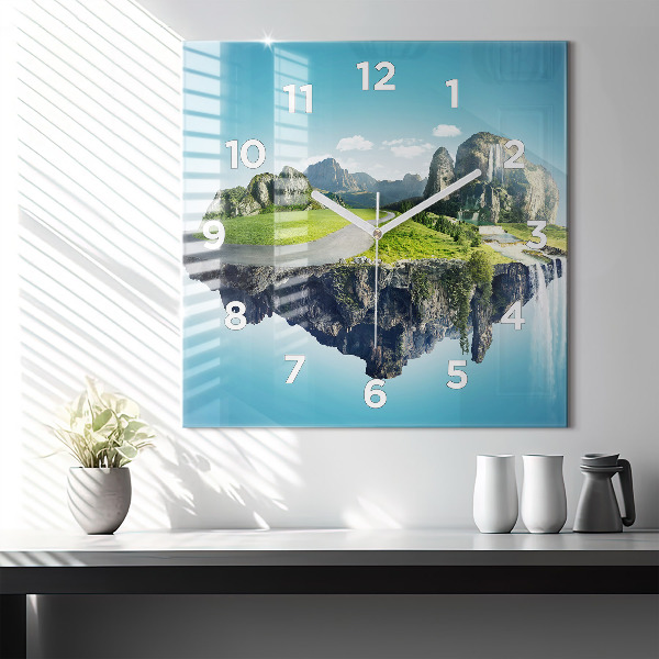 Square wall clock Flying Island