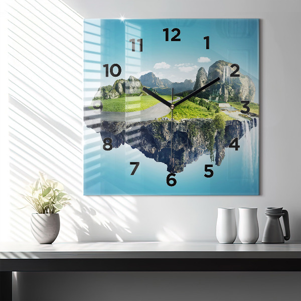 Square wall clock Flying Island
