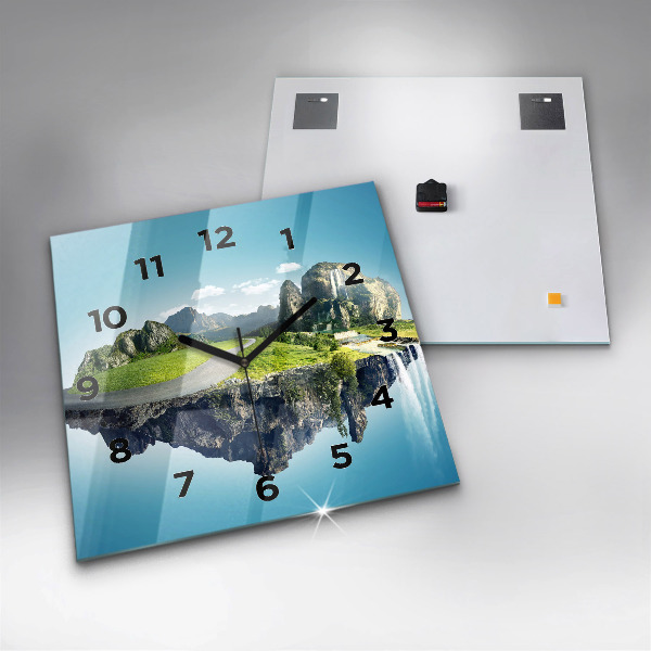 Square wall clock Flying Island