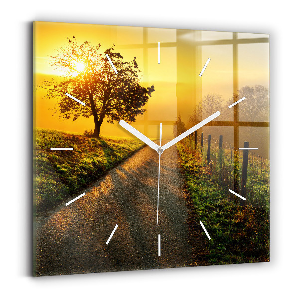 Square wall clock Fog at sunrise