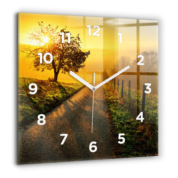Square wall clock Fog at sunrise