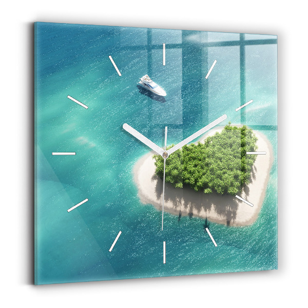 Square wall clock Heart Island