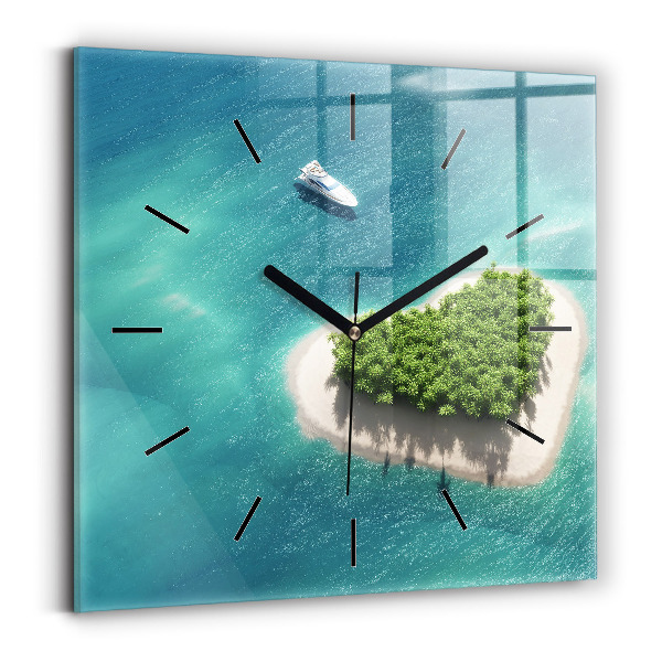 Square wall clock Heart Island