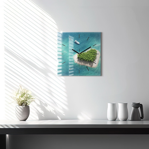Square wall clock Heart Island