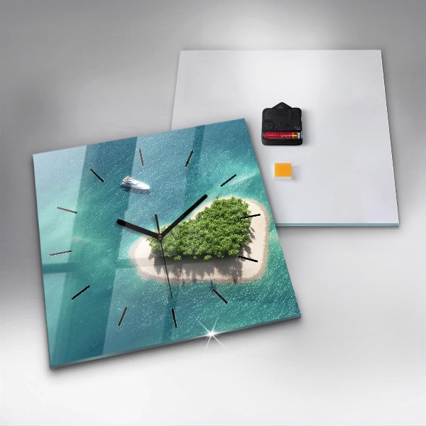 Square wall clock Heart Island