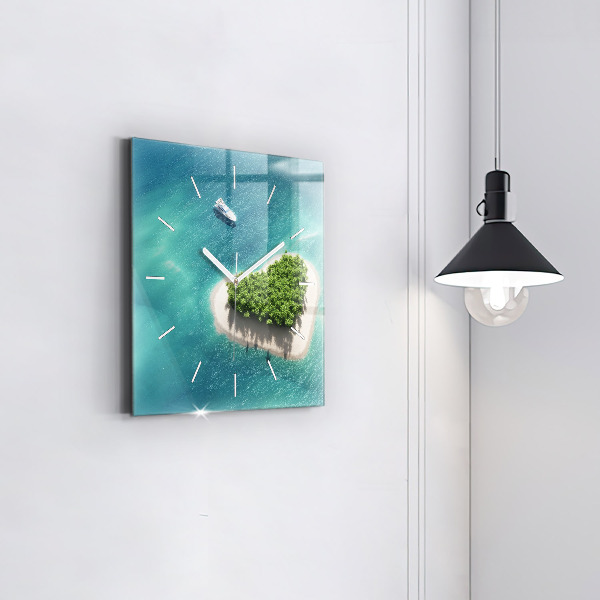 Square wall clock Heart Island