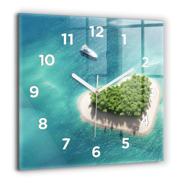 Square wall clock Heart Island