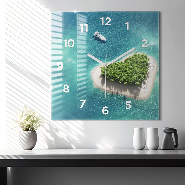 Square wall clock Heart Island