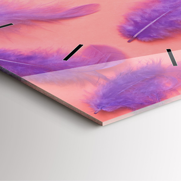 Square wall clock Colorful feathers