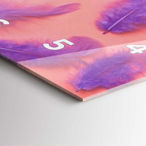 Square wall clock Colorful feathers