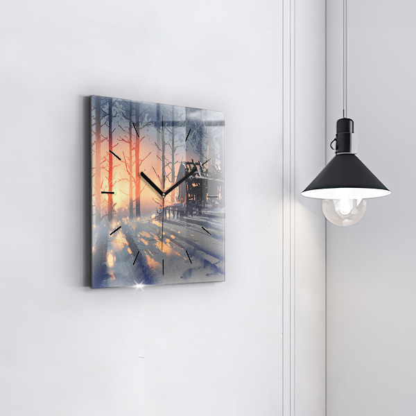 Square wall clock Winter Tree Landscape
