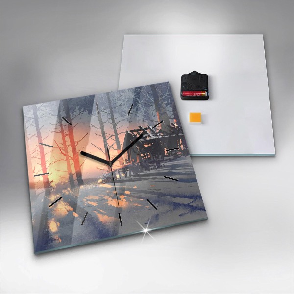 Square wall clock Winter Tree Landscape