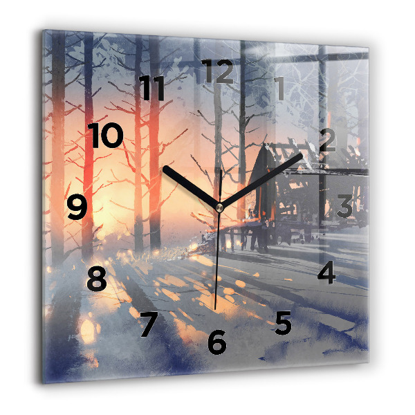 Square wall clock Winter Tree Landscape
