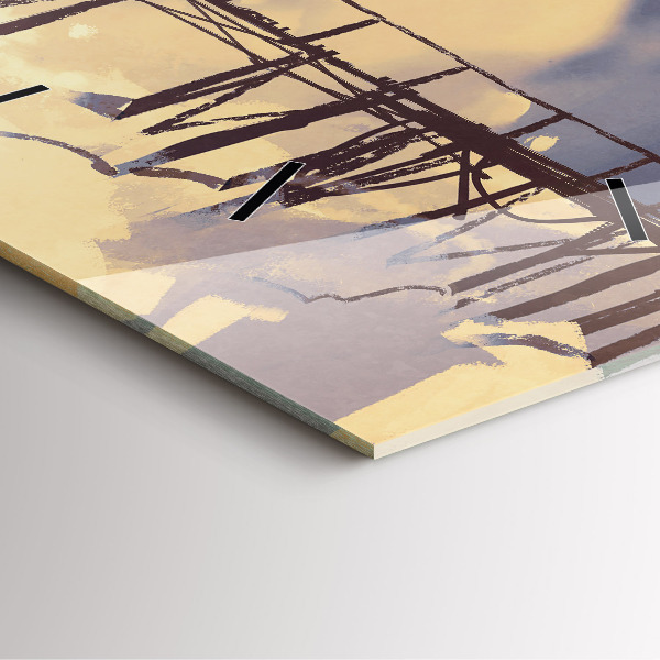 Square wall clock Man on the old bridge