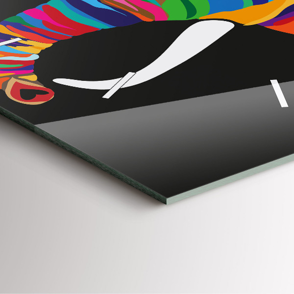 Square wall clock Colorful elephant