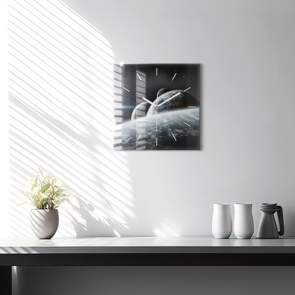 Square wall clock Space and planets