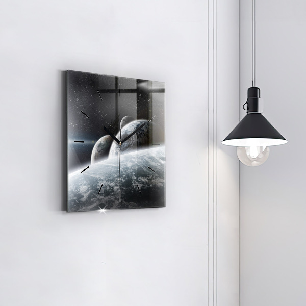 Square wall clock Space and planets