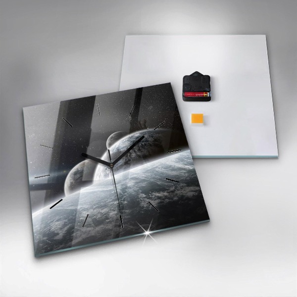 Square wall clock Space and planets