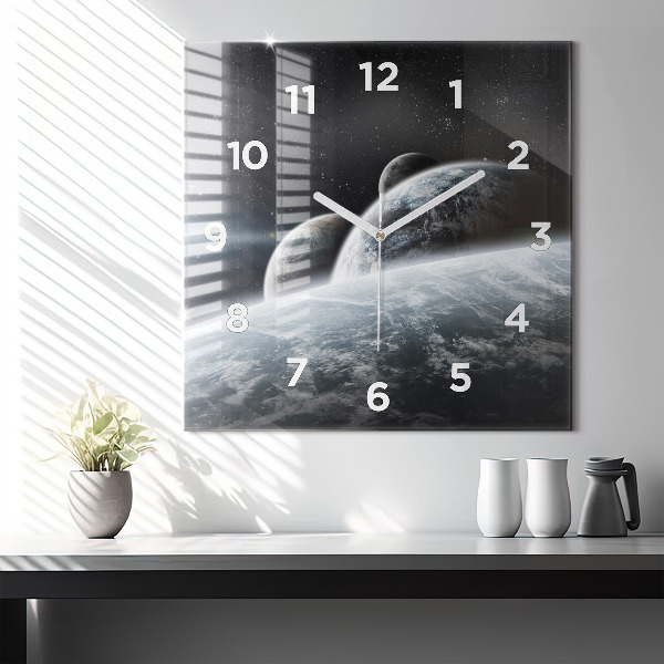 Square wall clock Space and planets