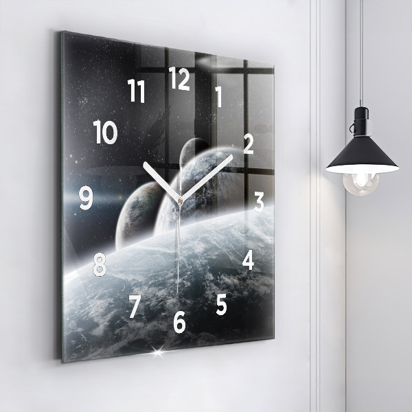 Square wall clock Space and planets