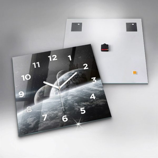 Square wall clock Space and planets