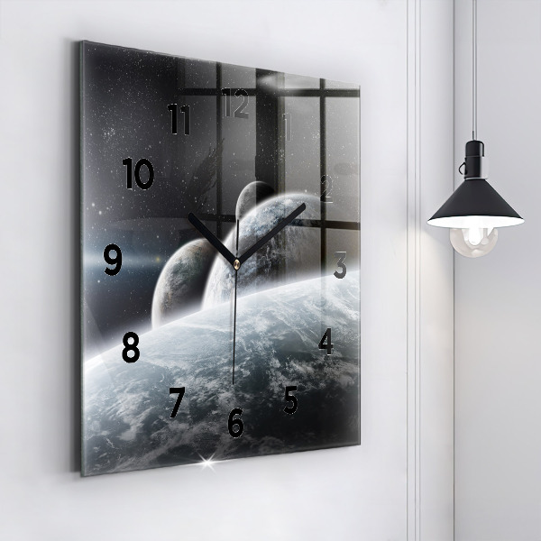 Square wall clock Space and planets