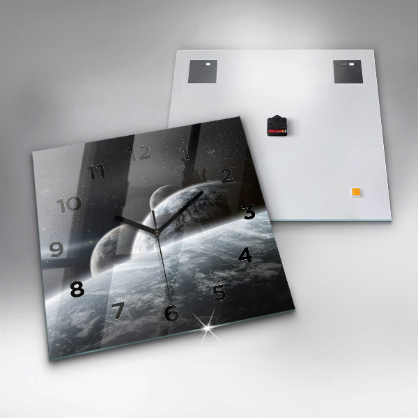 Square wall clock Space and planets