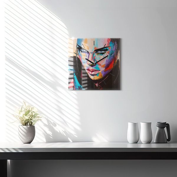 Square wall clock Portrait of a woman