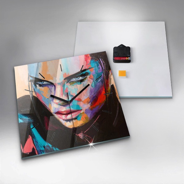 Square wall clock Portrait of a woman