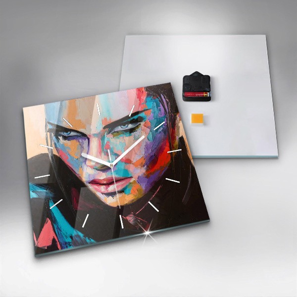 Square wall clock Portrait of a woman