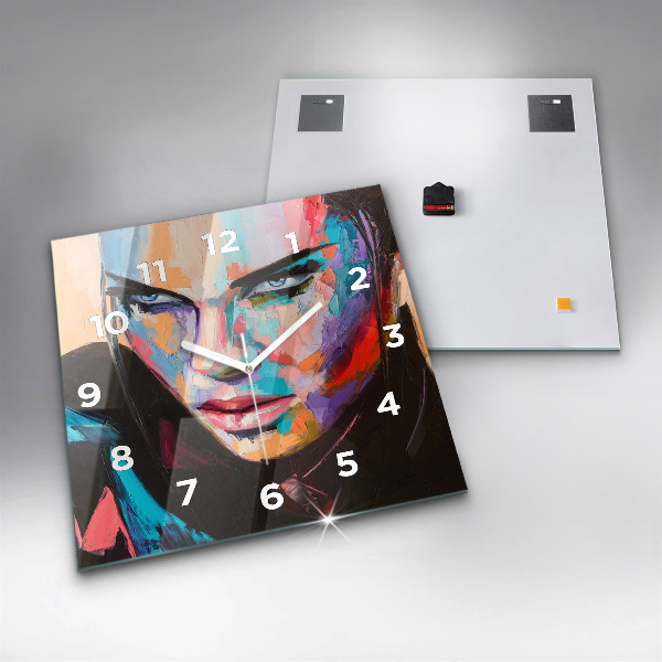 Square wall clock Portrait of a woman