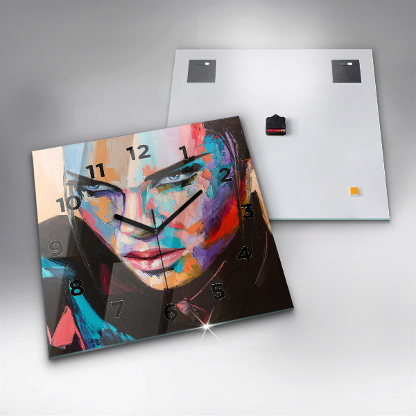 Square wall clock Portrait of a woman