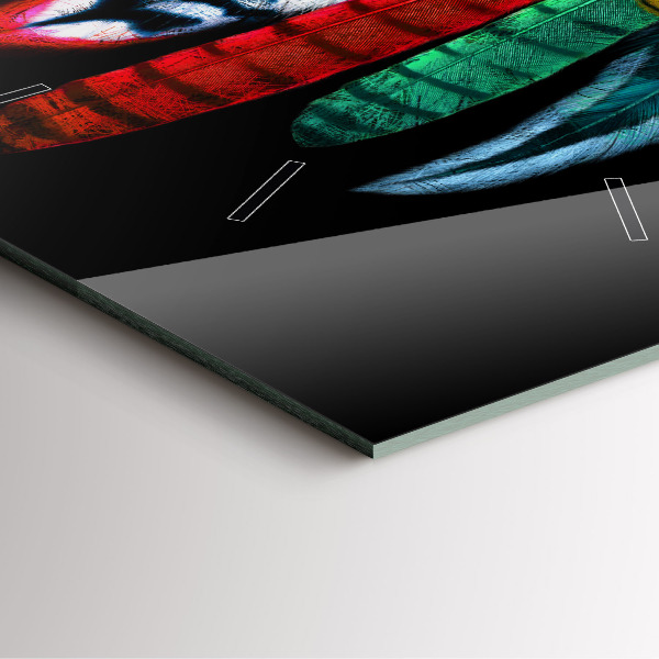 Square wall clock Colorful bird feathers